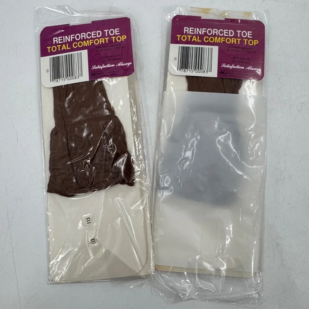 Vintage Kmart Total Comfort Top Sheer Suntone Toe Knee High‎ 2 Pairs Size 9-11